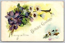 Postcard Birthday Greetings Purple And White Flower Swag VTG c1907  H20 picture