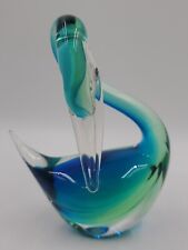 VTG Murano Art Glass Swan Figurine Blue & Green Hand Blown 1950's To 1960's NICE picture