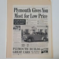 1939 Plymouth Auto Original VTG Car Print Ad picture