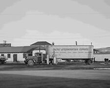 Elko, Nevada Trailer truck at gas station Vintage Old Photo 8.5 x 11 Reprints picture