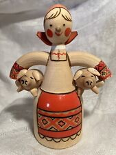 Vintage Russian Pig Maiden Wood Figurine  picture