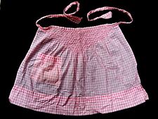 Beautiful Smocked & Hand Embroidered Pink & White Gingham Checkered Apron (157) picture