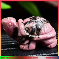 Natural Pink Rhodonite Quartz Crystal Carved Longevity Turtle Animal Gemstone US picture