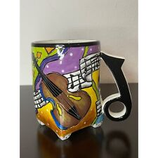 Rhapsody Cafe Cello Mug Music Note Coffee Cup Novelty 18oz Handpainted picture