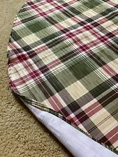 Vintage Fall Autumn Green Maroon Plaid Shiny Farmhouse Oval Tablecloth 82 x 60 picture