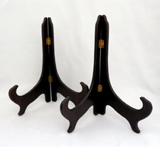 Pair Vintage Chinese Brown Wood Plate Display Stands ~ 10