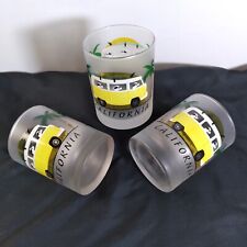 Culver LTD Frosted California Lowball Glass dogs yellow van Set Of 3 picture