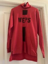 Vintage US Navy Flight Deck Jersey Red Size S Turtleneck Weapons WEPS Depatment picture