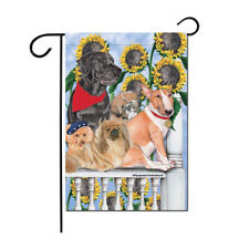 Dogs Under the Tuscan Sunflowers Garden Flag Double Sided 12