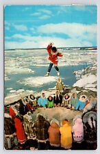 c1960s Arctic Eskimos Blanket Tossing~Kotzebue~Point Barrow Alaska VTG Postcard picture