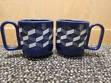 Teavana Blue & White Geometric Design 8 oz Mug ~ SET of 2 Mugs / coffee tea cups picture