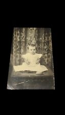 RPPC Baby Child In White Dress Vintage Antique Real Photo Postcard picture