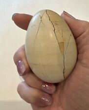 Vintage EGG Travertine Marble Heavy 1lb Real Stone Cream Polished picture