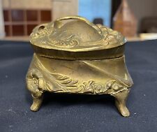 Vintage Victorian Art Nouveau Lanz Jewelry Casket Footed Trinket Box Gold Tone picture