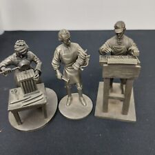 3pc 1974 Franklin Mint Pewter Figurine Silversmith,Candlemaker, Printer Colonial picture