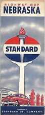 Vintage 1952 STANDARD OIL OF NEBRASKA State Road Map Lincoln Omaha Grand Island picture