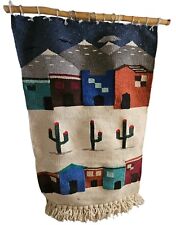Mexican Native American Blanket Serape Colorful Wool Fringe Measures 48