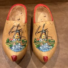 Vintage Hand Carved Large Wooden Dutch Clogs picture