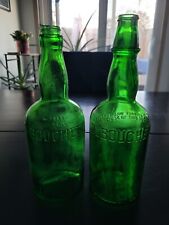 Antique Du Bouchett Emerald Green Glass Liquor Bottle Lot picture