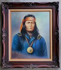 Z GARCIA Vintage Painting Native American Army Indian Warrior Portrait Civil War picture