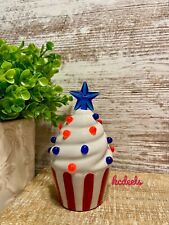 Patriotic Ceramic 3D Light-up Cupcake NEW USA Tabletop Decorations Independence picture