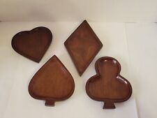 Vintage Caribcraft Solid Mahogany Card Suits Serving Trays - Haiti - Set of 4 picture