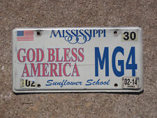 2014 Mississippi Sunflower School License Plate God Bless America MS MG4 USA picture