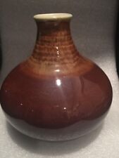 Dryden Pottery, Hot Springs, AR Hand Thrown Art Pottery Vase 1983 Dark Red picture
