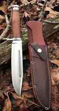 Handmade 12 Inches D2 Steel Hunting Bowie Knife with Leather Handle & Sheath picture