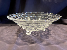 Vintage American Fostoria Glass 3 Footed Serving Bowl Cubist 10 1/4