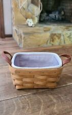 Longaberger 2007 Tea Basket with Liner and Protector Leather Handles 3 Pc Set picture