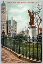 Postcard Antique Ayer Memorial Monument Lowell Massachusetts C8 picture