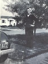 LH Photograph Handsome Military Soldier Uniform Hat Dark Image 1940's picture