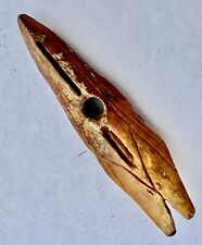 19THC Antique Inuit Eskimo Fishing Fossilized Bone Spear Head Tip picture
