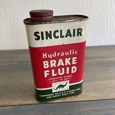Vintage 1950s Sinclair Hydraulic Brake Fluid 16 oz Tin Litho Gas Oil Can (F6) picture