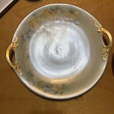 VTG  Hand Painted  Floral RoSES Plates Gold Handles  11” w/ 2  @ 8” signed top picture