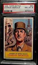 1965 TOPPS BATTLE CARD # 60 ~ CHARLES DeGAULLE ~ GRADED PSA 8 NM-MT picture