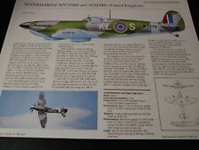 NlCE ~ Supermarine Spitfire & Seafire Military Plane Aircraft Profile Data Print picture