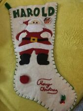 Vintage felt stocking Santa And The Name Harold picture
