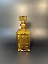 Vintage Mid Century Modern Pressed Amber Glass Liquor Decanter 9 1/2” picture