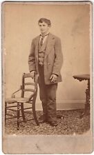 CIRCA 1870s CDV ELY & PARIS YOUNG MAN IN SUIT & TIE DETAILED OSHKOSH WISCONSIN picture