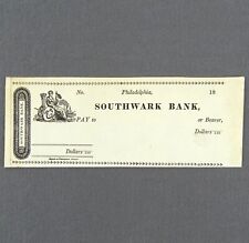 Southwark Bank Philadelphia 1800s Blank Remainder Check Hogan and Thompson picture