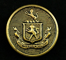 Button Spectemur Agendo Lion Shield Crest Shank Bronze Gold Tone 3/4