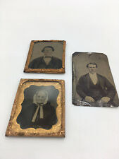 Lot of 3 Antique 1 Daguerreotype 1/6 Plus 1 Tin Type 1 Woman 2 Men   picture