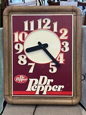 Working Vintage 1980s Dr Pepper Wall Clock Wood Grain Plastic Howard Company picture