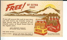 AY-117 - Nehi Royal Crown Cola 1930's to 40s Advertising Pre Paid Postcard Vintg picture