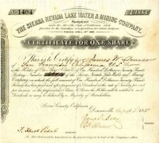 Sierra Nevada Lake Water and Mining Co. issued to James W. Denver - Stock Certif picture