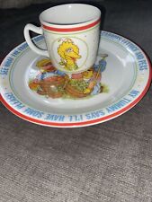 Vintage Sesame  Street Plate & Cup Set Big Bird/Cookie Monster/Bert/Ernie picture