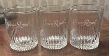 (3) Crown Royal Etched Logo Whiskey Rocks Glasses Embossed Base “CR Est. 1939” picture