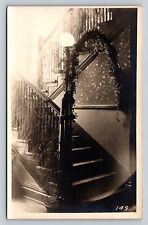 RPPC Cool Decorated Interior Staircase Unposted ANTIQUE Postcard VELOX 1907-1914 picture